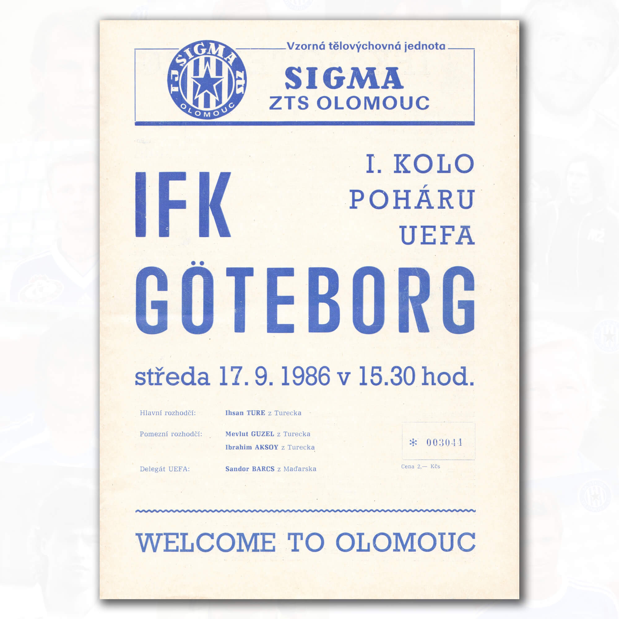 1986/87 IFK Göteborg: 1. zápas poháru UEFA v historii Sigmy